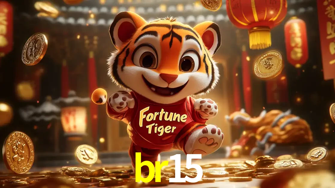 O alegre personagem do Fortune Tiger correndo sobre um caminho de moedas de ouro, simbolizando os grandes prêmios e a diversão do popular jogo de slot do br15.